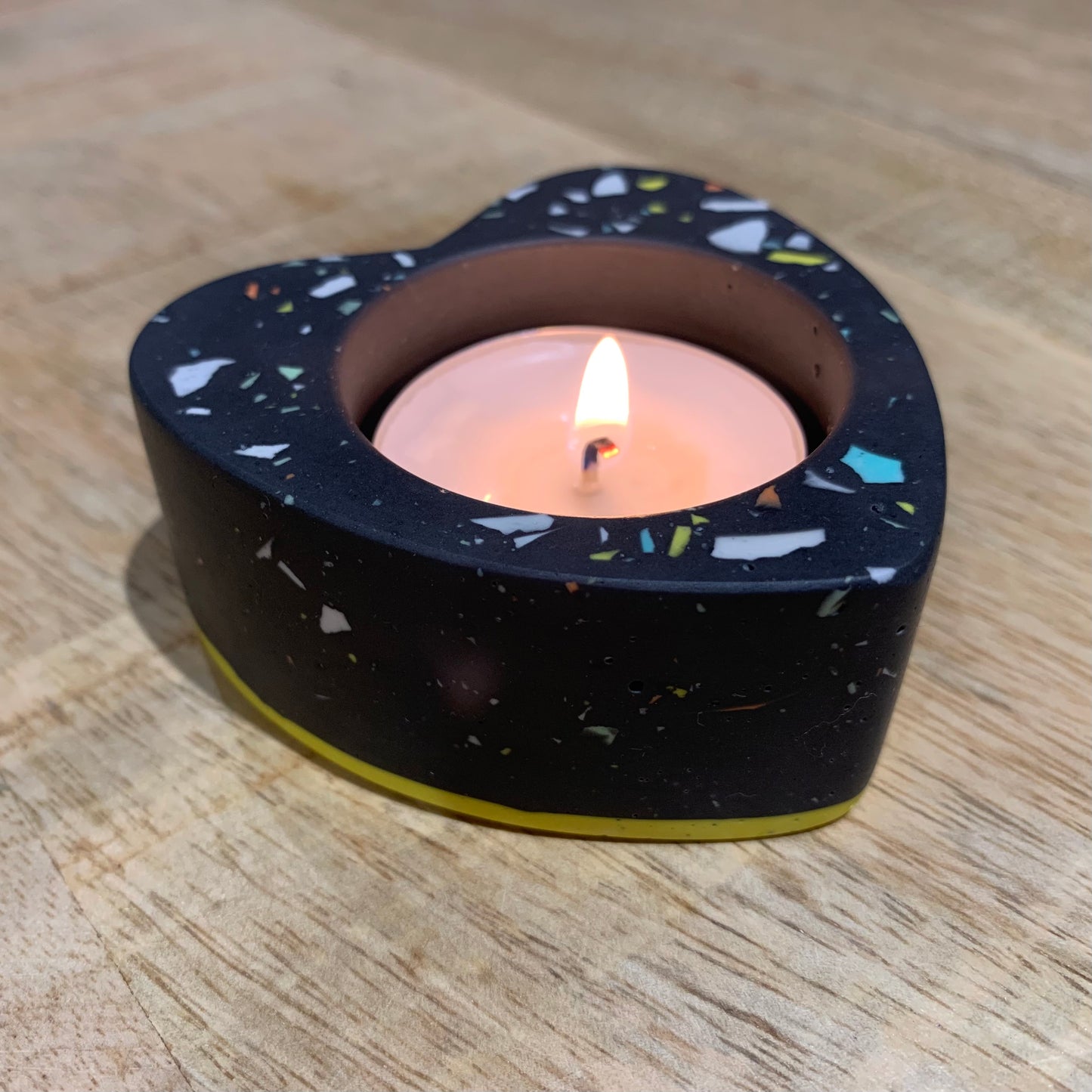 Colourful heart shaped tealight holder