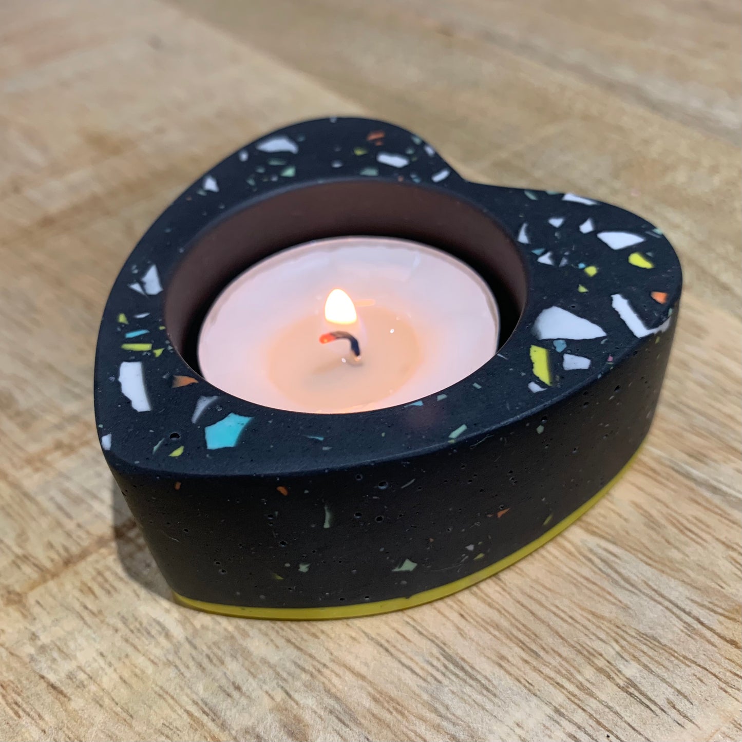 Colourful heart shaped tealight holder