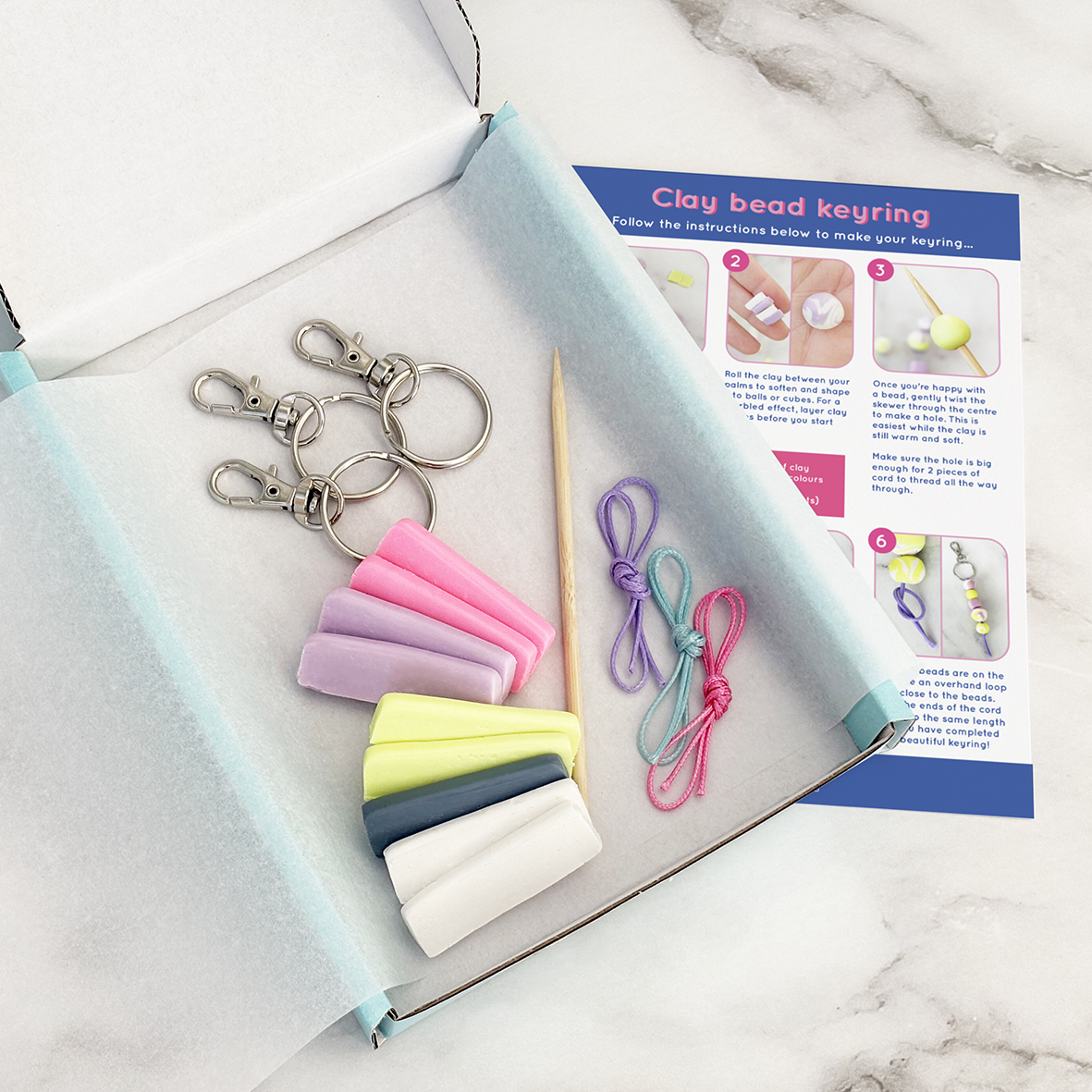 Oven-bake clay beaded keyrings (3 pack) | Craft kit