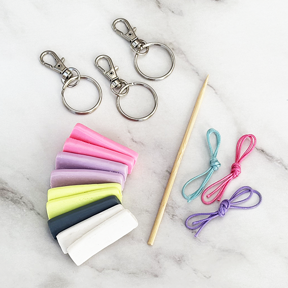 Oven-bake clay beaded keyrings (3 pack) | Craft kit