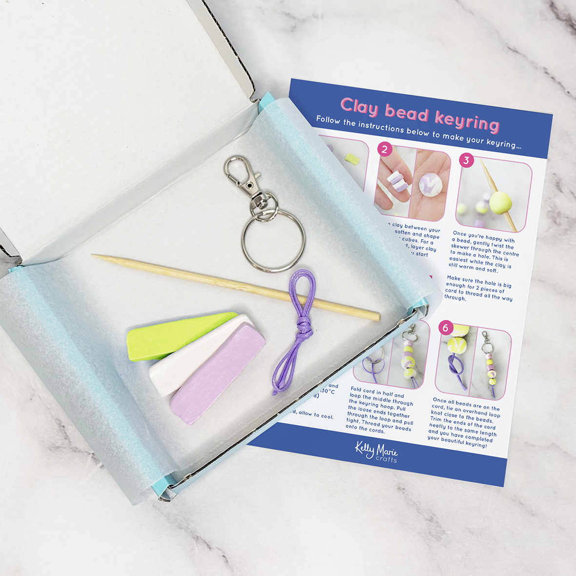 Oven-bake clay beaded keyring | Party bag fillers