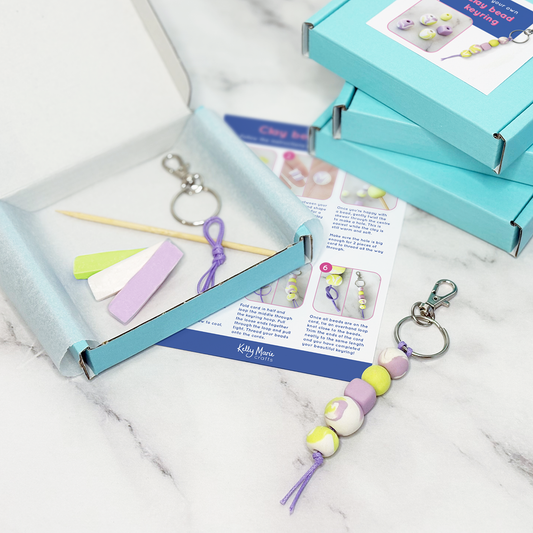 Oven-bake clay beaded keyring | Party bag fillers