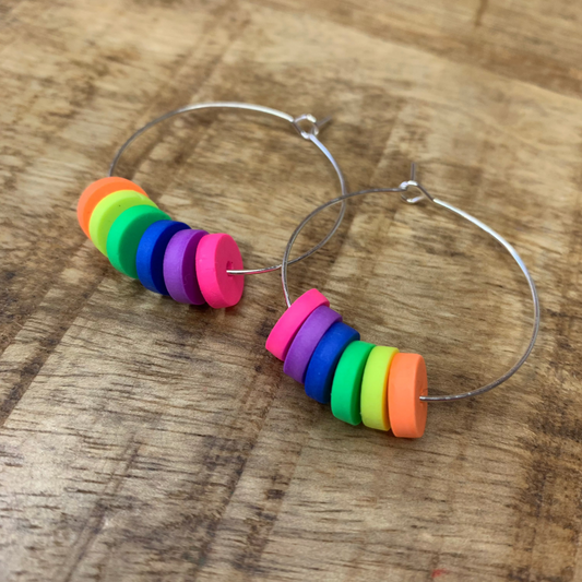 Rainbow hoop earrings