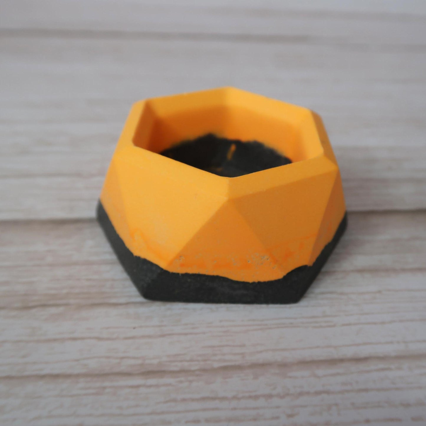 Orange and black hexagonal trinket dish / plant pot