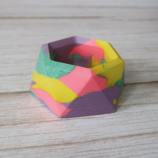 Rainbow hexagonal trinket dish / plant pot