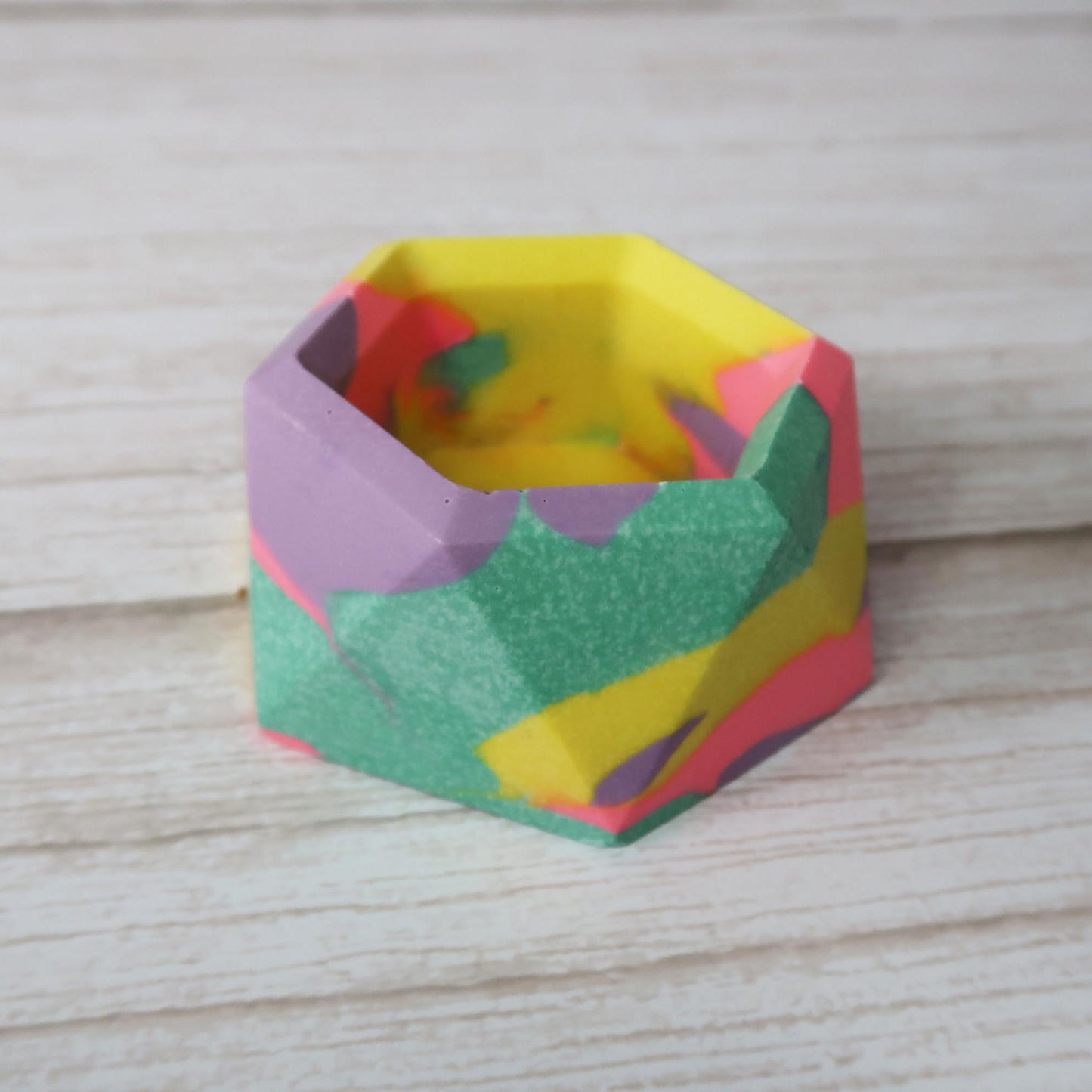 Rainbow hexagonal trinket dish / plant pot