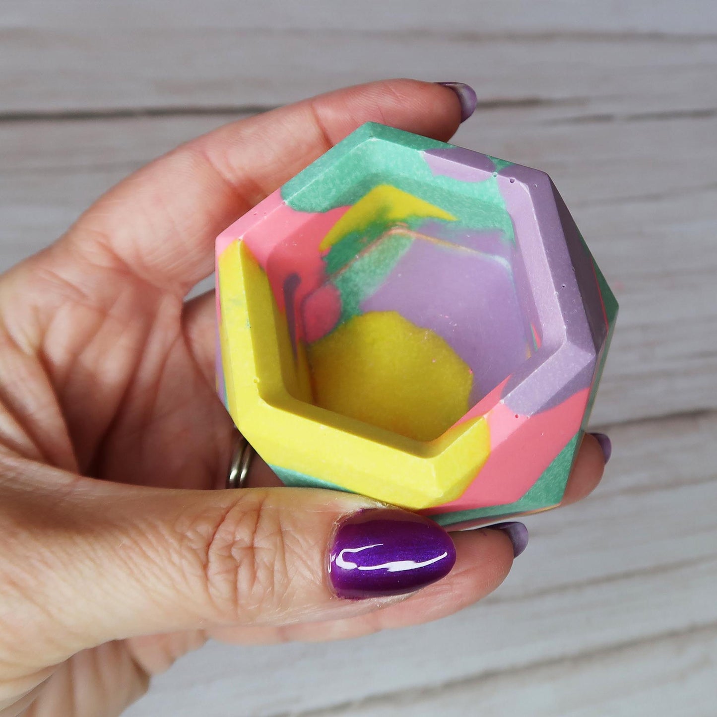 Rainbow hexagonal trinket dish / plant pot